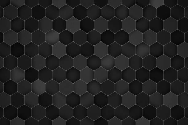 Science Technology Hexagonal Pattern 3D Render Dark Gray Abstract Background. Ultra High Quality Wallpaper